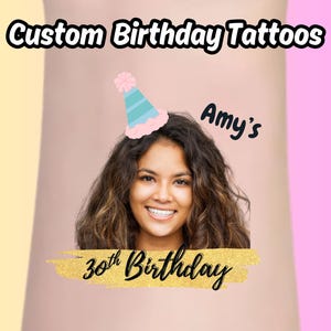 Custom Birthday Temporary Tattoo, Custom Face Tattoos, Photo Temporary Tattoos, Bachelorette Tattoos, Party Accessory, Stag Dos, Hen Parties