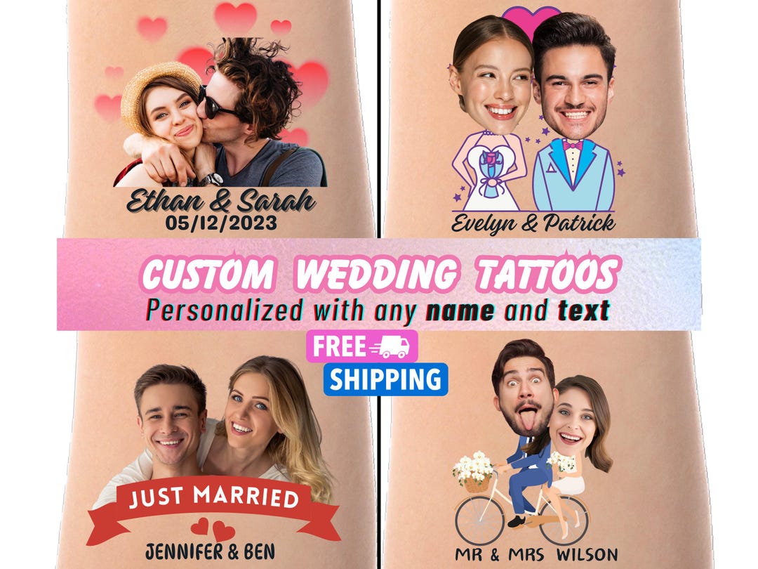 Wedding Party Tattoo, Wedding Favor Tattoo, Temporary Tattoo,couple ...