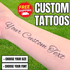 Custom text tattoo - Personalized quote Temporary Tattoo - custom phrase tattoo  - Personalized Name tattoo - Word Tattoo -Event logo tattoo