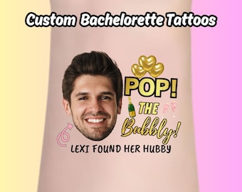 Bachelorette Party Tattoos, Custom Temporary Tattoos, Bachelorette Tattoos, Venmo Tattoo, Bachelorette Decor, Groom Face Tattoo, bride to be