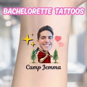 Bachelorette Tattoos, Groom Face Tattoo, Party Favors, Custom Temporary Tattoo, Bachelorette Party Favor, Personalized Tattoo, Wedding Favor