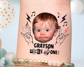 Tatuajes personalizados para cumpleaños infantiles: recuerdos para el primer cumpleaños de Rocks One