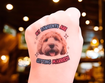 Custom Pet Face Wedding Tattoos | Unique Favors for Dog or Cat Lovers | Personalized Wedding Keepsakes | Groom and bride face tattoos