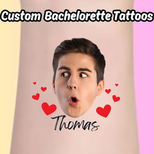 Custom Temporary Tattoo, Custom Photo Tattoos, Party Favors Guests, face cutout tattoos, groom face tattoo,GIFT FOR HER,bachelorette party
