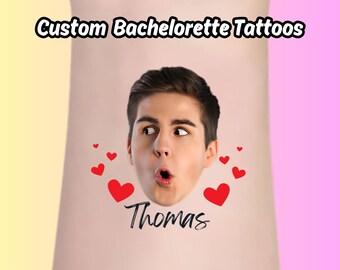 Custom Temporary Tattoo, Custom Photo Tattoos, Party Favors Guests, face cutout tattoos, groom face tattoo,GIFT FOR HER,bachelorette party