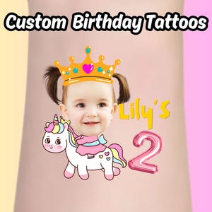 Custom Face Tattoo Birthday Party Favors,Custom Temporary Tattoos,Tattoo for children,dinosaur second birthday,birthday boy tattoo,1st bday