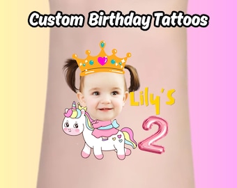 Custom Face Tattoo Birthday Party Favors,Custom Temporary Tattoos,Tattoo for children,dinosaur second birthday,birthday boy tattoo,1st bday