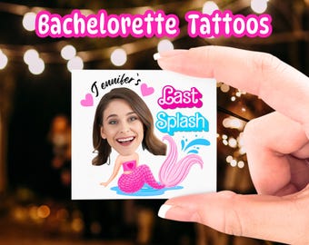 Mermaid Bachelorette Party Favors | Last Splash Custom Bride & Groom Face Tattoos | Perfect for Bridal Party and Hen Do Celebrations