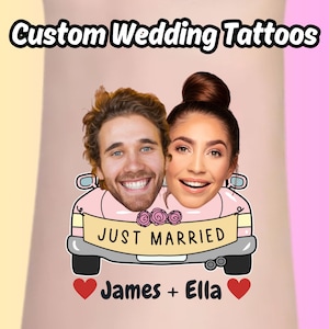 custom wedding tattoo, wedding party tattoo, wedding tattoo sign,Custom Face Tattoo,Photo Temporary Tattoo,Couple Tattoo,tattoo wedding gown