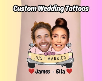 custom wedding tattoo, wedding party tattoo, wedding tattoo sign,Custom Face Tattoo,Photo Temporary Tattoo,Couple Tattoo,tattoo wedding gown