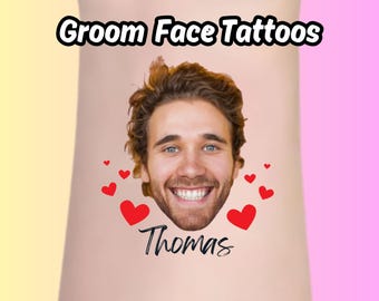 Bachelorette Party Tattoos | Custom Temporary Tattoos | Bach Party | Groom Face Tattoo | Personalized Party Favor | Hens Games | Hens Party