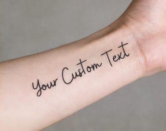 Custom Text Temporary Tattoo, Personalized Name or Quote Body Art