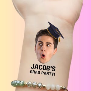 Graduation Face Tattoos, Graduation Gift, Custom Graduation Party Decoration, Personalized Graduation Favors, grad name sign, college grad