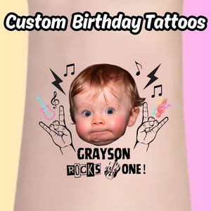 Tatuaggi personalizzati per il compleanno dei bambini: bomboniere personalizzate, tatuaggi temporanei divertenti, ricordi unici per le feste dei bambini, Rocks one first birthday