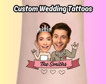 Bride and Groom Personalized Wedding Temporary Tattoo Wedding Favors, Custom Tattoo Bar Favor, Engagement Party Favor, Hen Party Tattoos