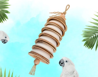 PARROT PALM SHREDDER™ | Large all natural bird toy made of crunchy palm leaves, chewy sugar-cane paper and bird-safe woods