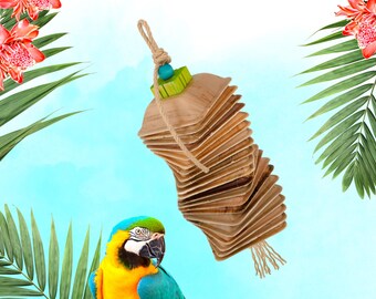 PARROT PALM SHREDDER™ made of natural palm leaves and bird-safe woods | Large bird toy