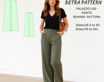 Naaipatroon Palazzo-broek: loszittende broek (A4, A0, US Letter)