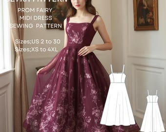Tulle Ball Gown Sewing Pattern: Prom Fairy Dress, XS-4XL (PDF Download)