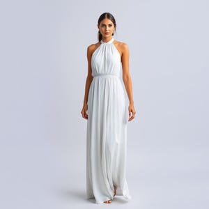 Patrón de costura para vestido largo con cuello halter, vestido de boda en la playa, vestido de noche, vestido fruncido, talla A0, A4-US, XS-4XL