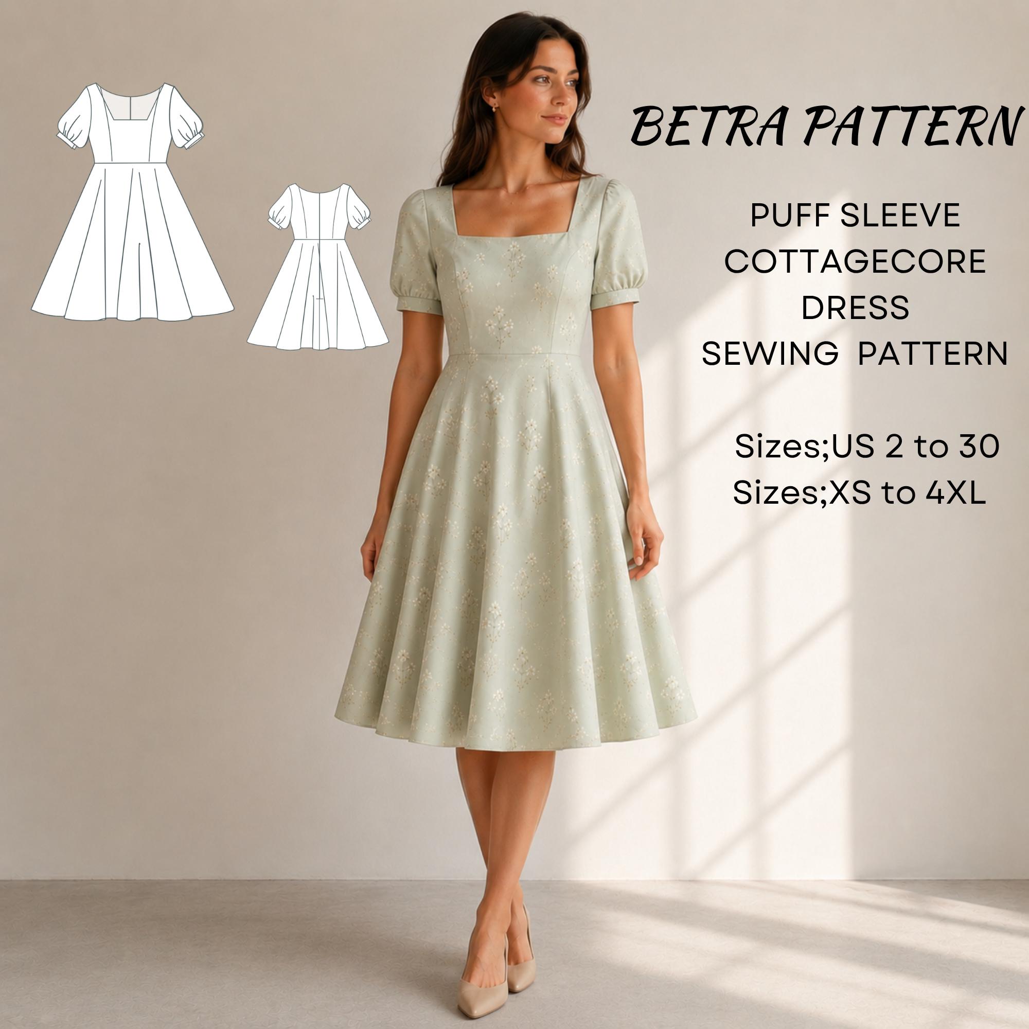 puff sleeve cottagecore dress Blue Floral Milkmaid Dress
