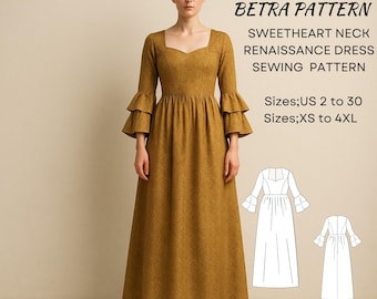 Renaissance Dress Sewing Pattern: Medieval, Victorian, Cosplay (A4, US Letter) (PDF Pattern)