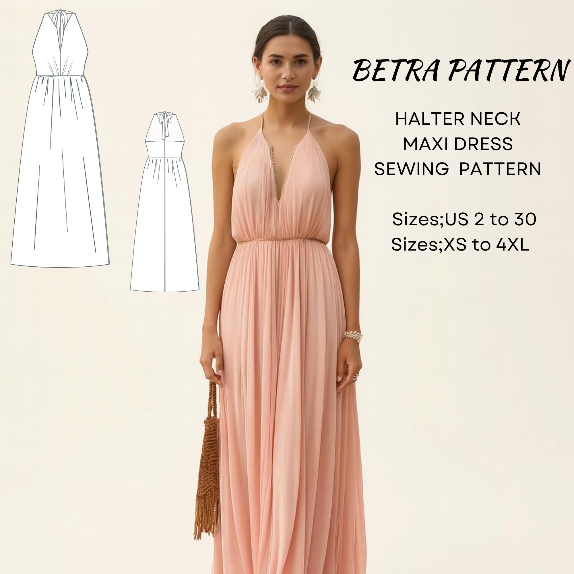 chinese dress ladies Two Tone Maxi Dress Sewing Pattern main image 0