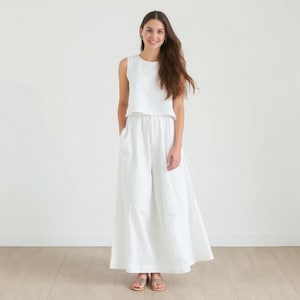 Conjunto de saia e blusa de linho, padrão de costura, blusa sem mangas, blusa e saia de verão, padrão de conjunto de linho duplo, XS-4XL, A4-Carta EUA, A0