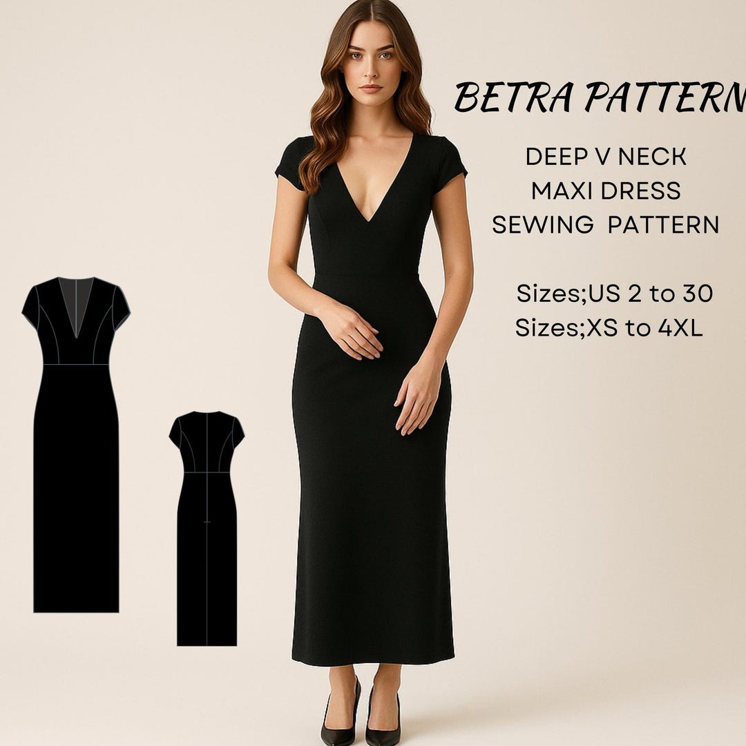 deep v neck dress pattern free V-neck Maxi Sewing (sizes XS-4XL, US 2-30) (PDF Pattern) Mini dress Style:1 Pair of Graphic Socks LEONORA 6 Drawers Dresser, Tall and pockets so deep