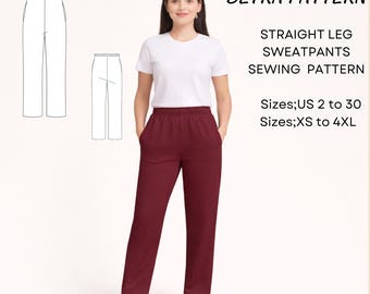 Straight Leg SweatPants Sewing Pattern: Ankle Lenght (PDF)