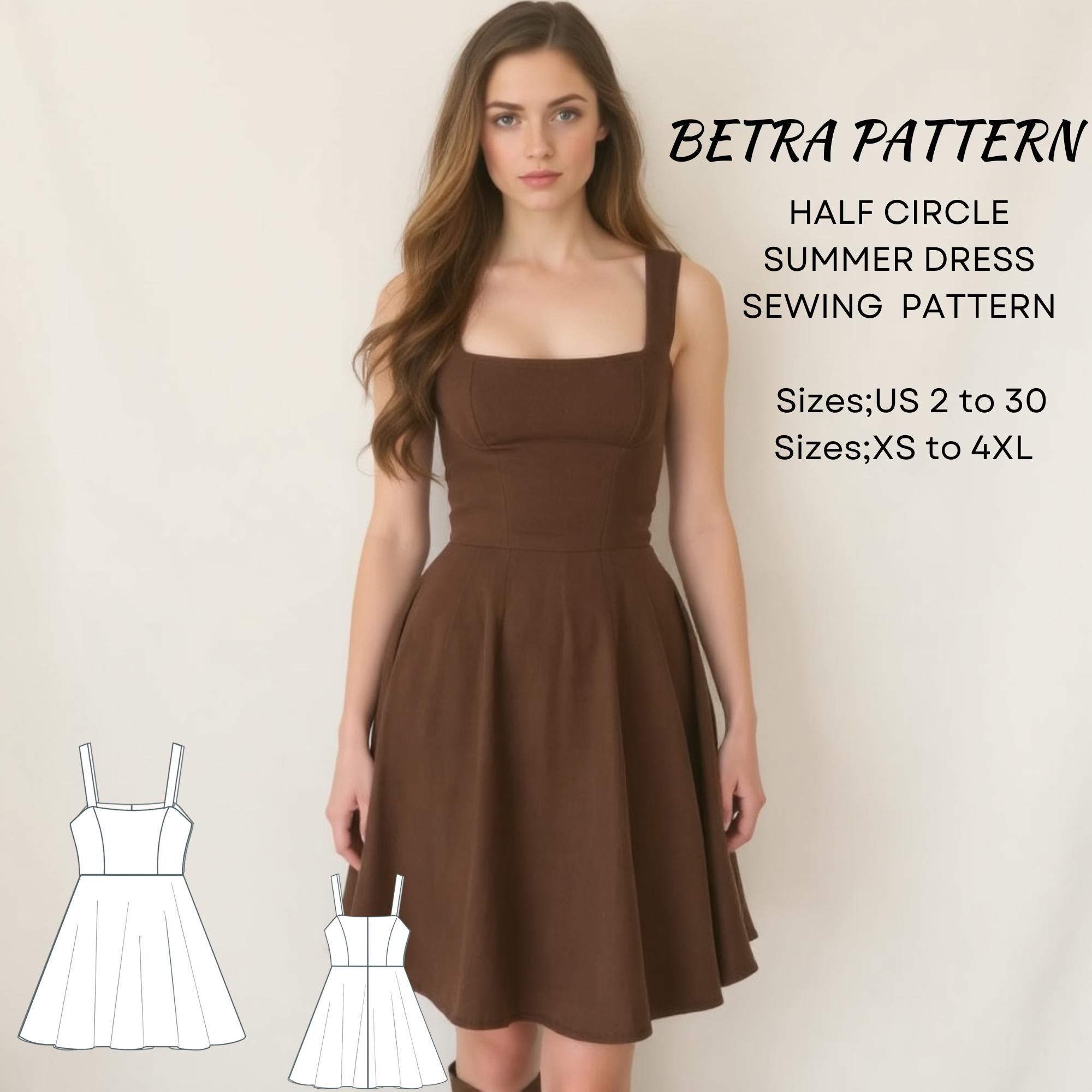 Cottagecore Summer Dress Sewing Pattern: Half Circle, Vintage Style ...