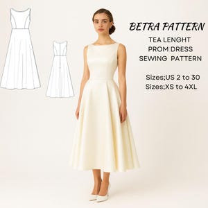 Patron de couture de robe mi-longue : bal de promo, mariée, robe de bal (Patron PDF)