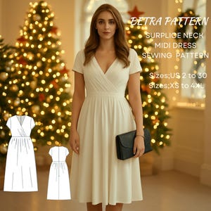 Cottagecore Surplice Midi Dress Sewing Pattern (PDF Download)