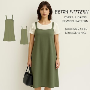 Overall Dress Sewing Pattern – Apron Style Cottagecore Overalls – PDF A0/A4 US 2-30
