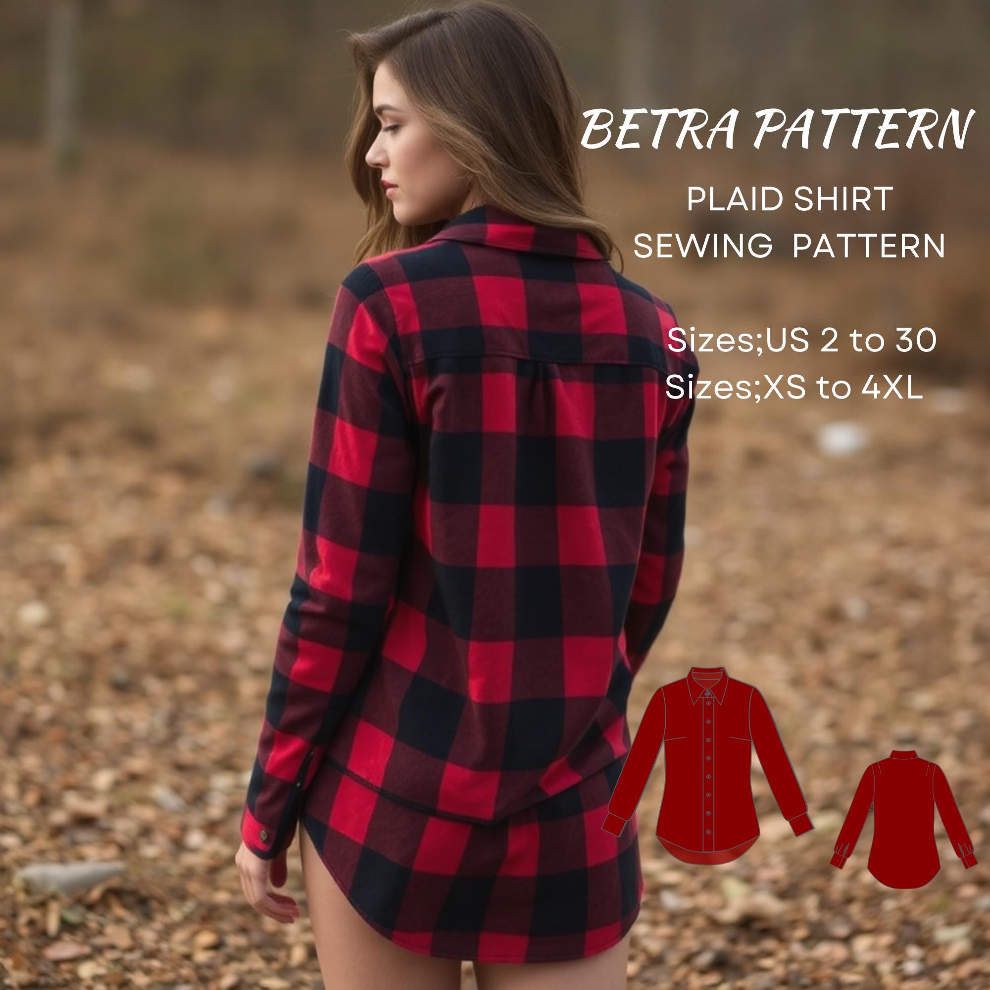 Plaid Shirt Sewing Pattern,lumberjack Shirt,flannel Shirt