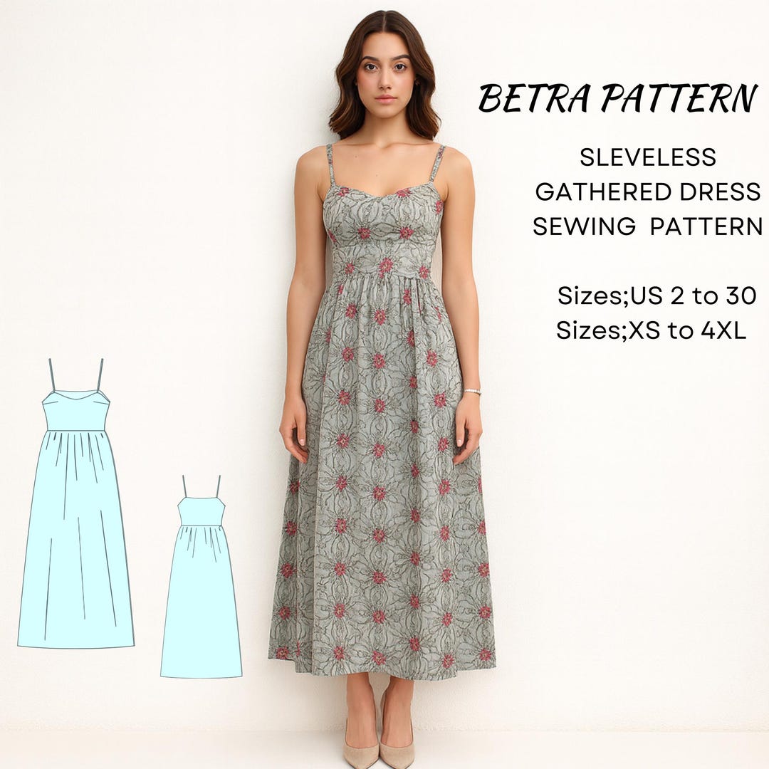 Sleeveless Maxi Dress Sewing Pattern, Gathered Summer Style (PDF Pattern) -  Etsy