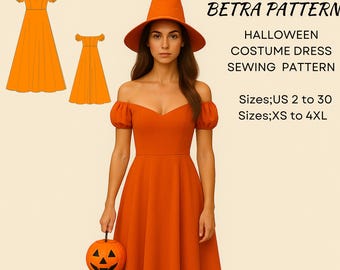 Off Shoulder Halloween Costume Dress Sewing Pattern (PDF)