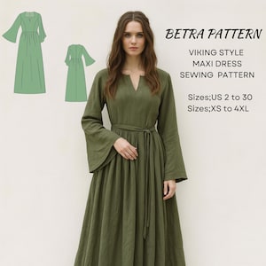 Viking Style Maxi Dress Sewing Pattern: XS-4XL (Digital Download)