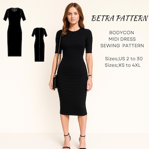 Naaipatroon midi-bodyconjurk: kokerjurk met stretch (A4/US Letter) (digitale download)