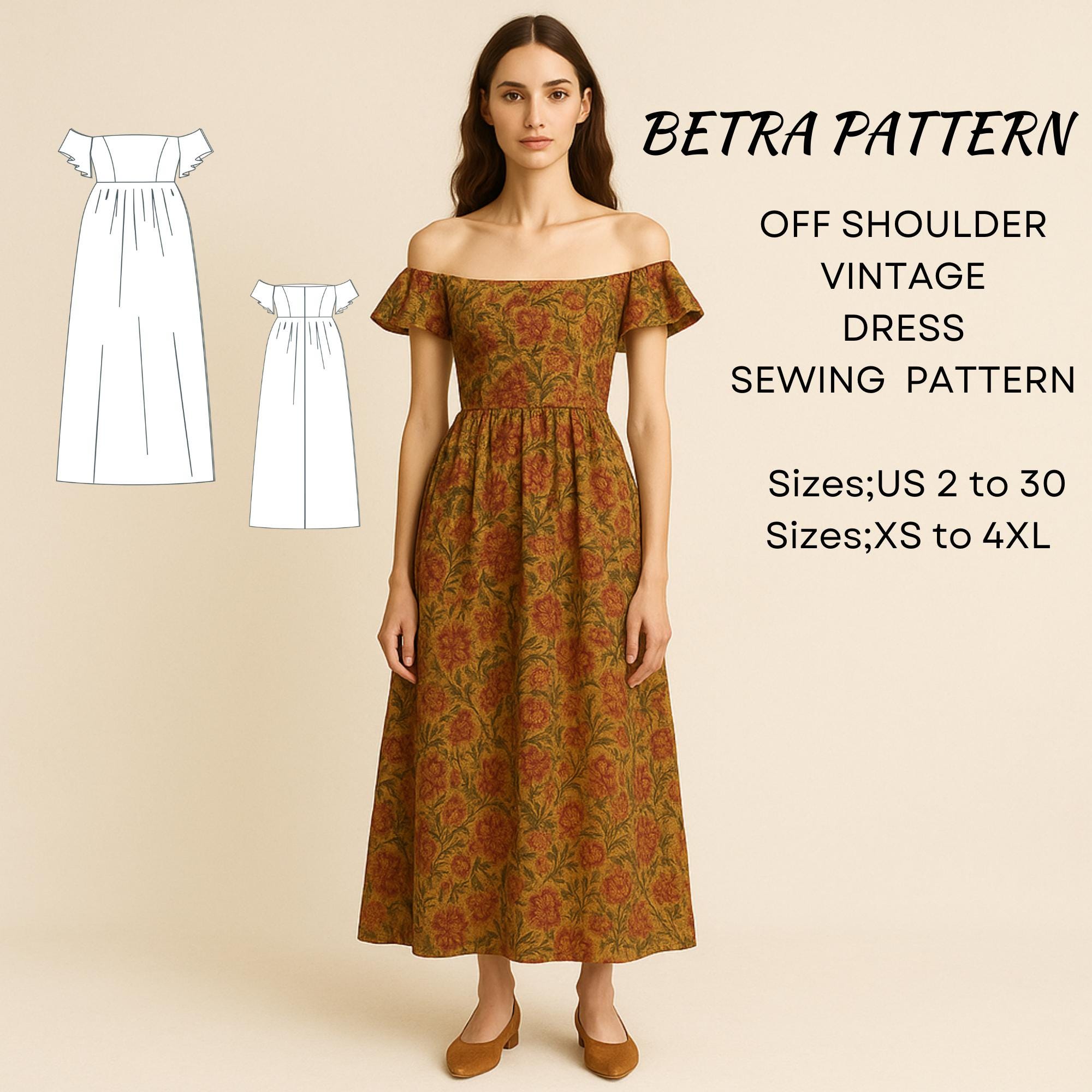 vintage off the shoulder dress pattern Off the shoulder wedding dress pattern