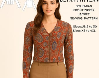 Naaipatroon boho-ritsjack: V-hals, lange mouw (pdf-download)