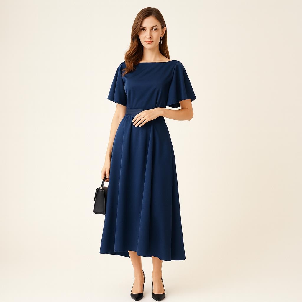 knee length dresses for ladies Printed Satin Midi Dress 36 (FR) / Pink