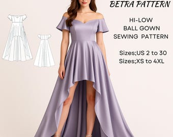 以下が含まれることがあります： Betra Patternのライラックハイローボールガウンの縫製パターン。 オフショルダーのドレスは、ハートネックラインと流れるようなスカートが特徴です。 パターンには、US 2〜30とXS〜4XLのサイズが含まれています。