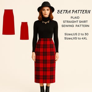 Padrão de costura para saia midi xadrez em A: tartã vintage (padrão em PDF)