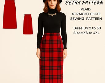 Plaid A-Line Midi Skirt Sewing Pattern: Vintage Tartan (PDF Pattern)