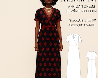 African Ankara Maxi Dress Sewing Pattern: Boho Tribe Style (PDF Pattern)