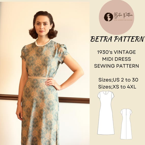 vintage a line dress pattern Buy a 1950s Sewing Pattern, Princess Line Dress in Four Elegant Styles main image 1