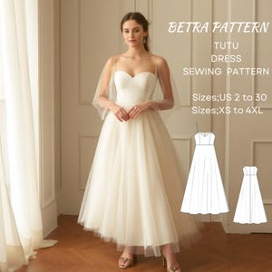 Tüll Kleid Schnittmuster,Tutu Kleid,Cottagecore Kleid,Ball Kleid,Cocktail Kleid,Abendkleid,Fairy Kleid,A0,A4-US Letter,2-30,XS-4XL