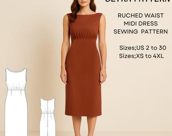 Boat Neck Short Sleeves Dropped Waist Gray Linen Midi Dress, Boat Neck  Short Sleeves Low Waist Grey Linen Midi Dress MELODY in Silver