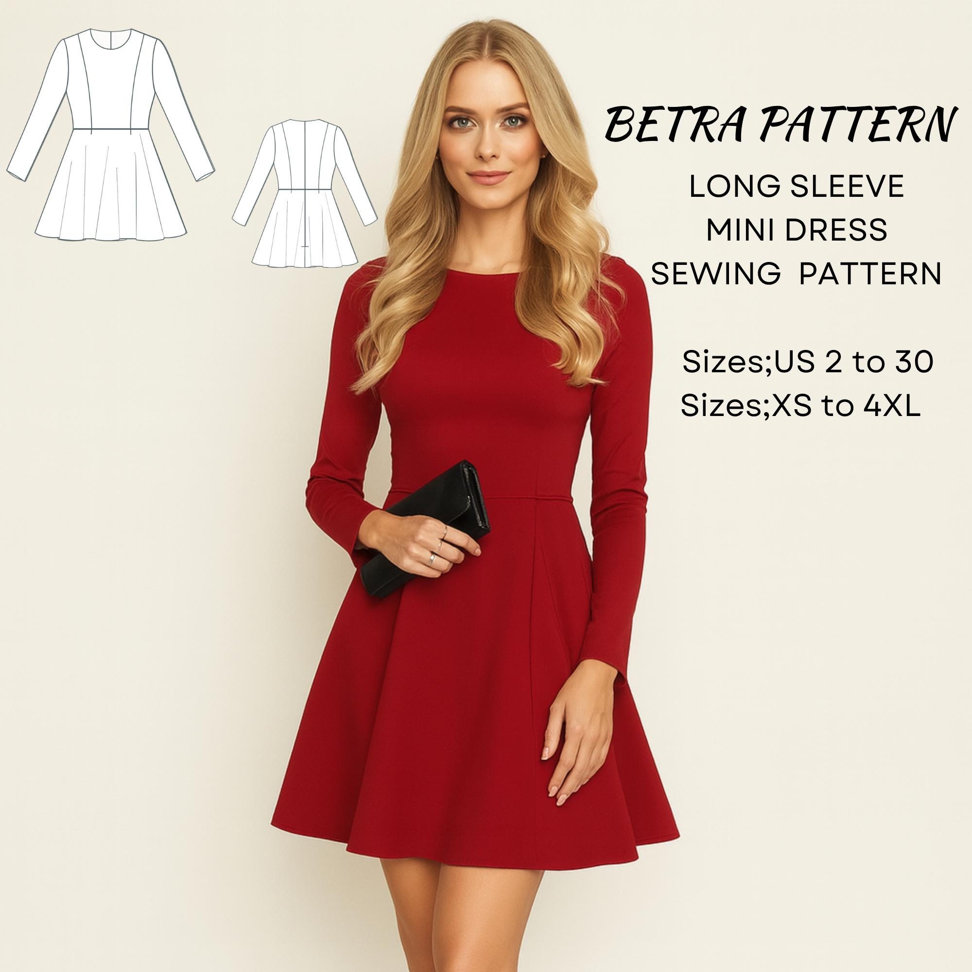 long sleeve evening dress pattern Long Sleeve Evening Gown Sewing Pattern (Sizes XS-4X) main image 0